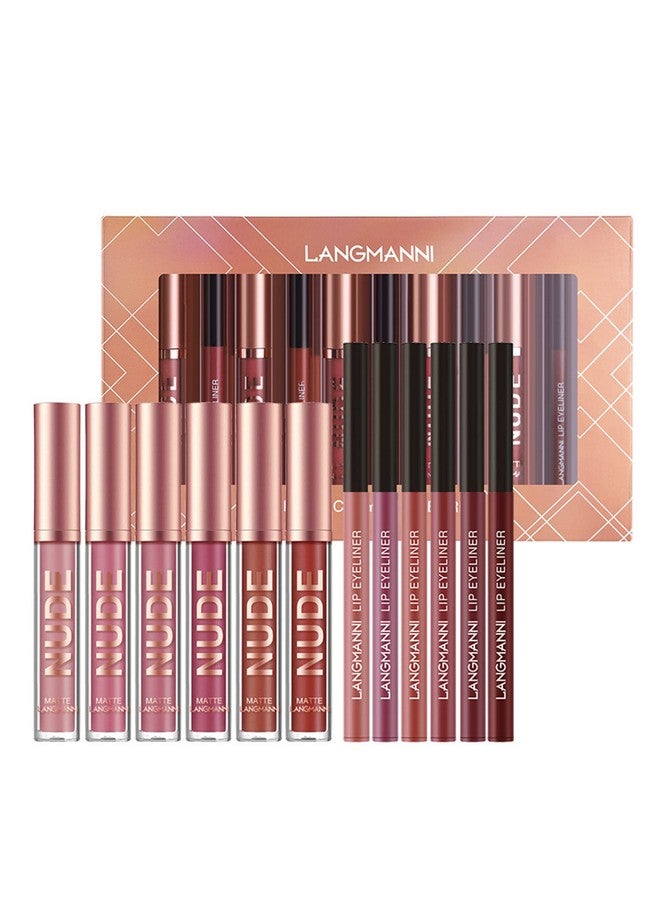 FantasyDay 12Pcs Longlasting Matte Nude Lip Gloss Lipstick Lip Plumping Makeup Gift Sets For Girls And Women, Waterproof Lipgloss Lip Stain Liquid Lipcolor Highly Pigmented Color And Instant Shine - Image 1