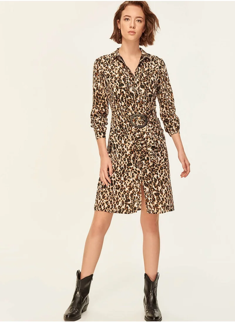 ترينديول Leopard Print Shirt Dress