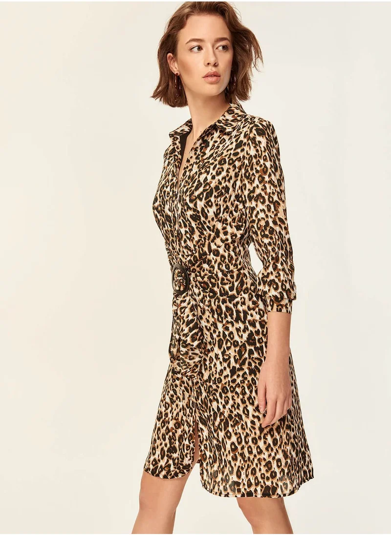 ترينديول Leopard Print Shirt Dress