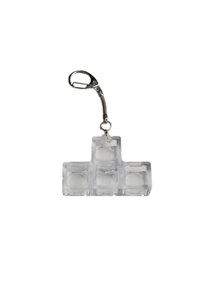 PC Material Tian Convex L Cross Test Shaft Key Decompression Can Be Installed CR1220 Battery Lamp Bead Key Buckle To Carry Multi-color-Color:Black-through Embossed Frame Keychain - Image 2