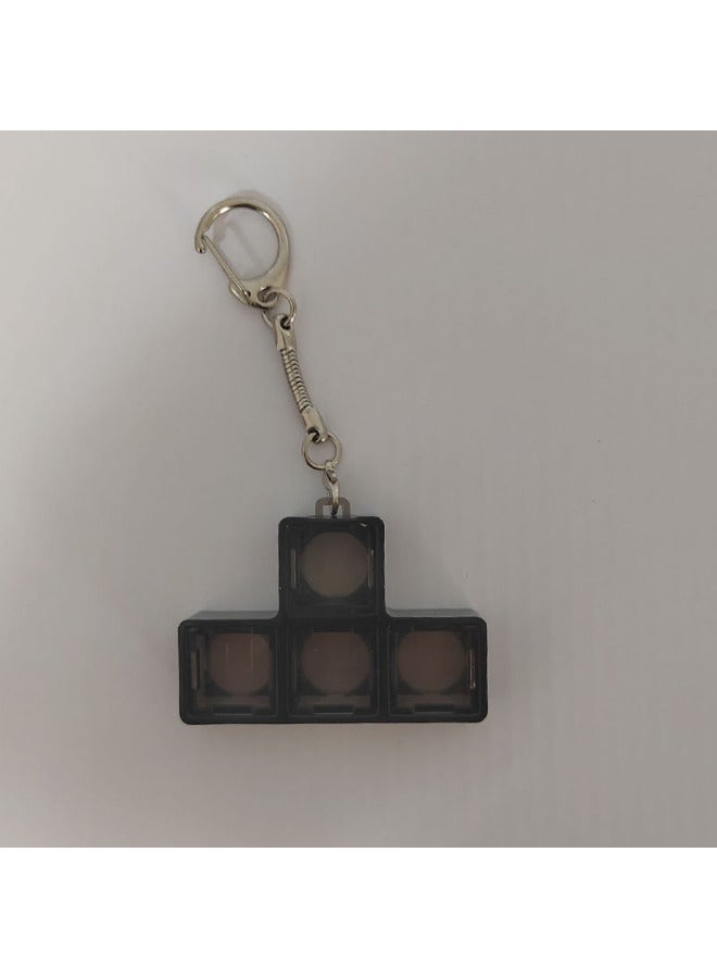 PC Material Tian Convex L Cross Test Shaft Key Decompression Can Be Installed CR1220 Battery Lamp Bead Key Buckle To Carry Multi-color-Color:Black-through Embossed Frame Keychain - Image 1