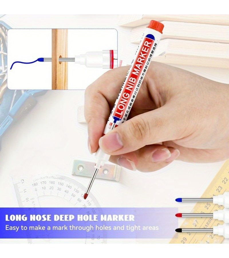 20 Pieces Long Nose Deep Hole Permanent Marker Set Industrial Grade Scriber Smudge Proof Carpenter Pencils For Woodworking Tiling Construction Office School - Image 5
