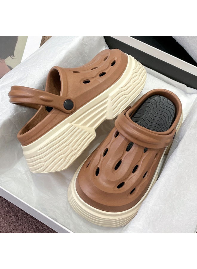 Explosive Thick-soled Diy Hole Shoes Summer Girlish Dopamine Outwear Fashion Simple Height-raising Sandals