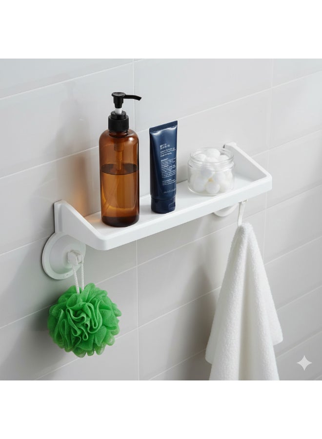 Strong Wall Suction Cup Bathroom Shelf - No-Drill Plastic Shower Caddy Organizer - Waterproof & Removable Storage Rack for Shampoo and Soap. - Image 1
