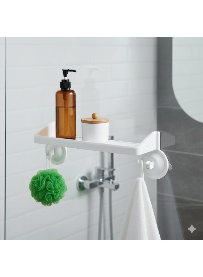 Strong Wall Suction Cup Bathroom Shelf - No-Drill Plastic Shower Caddy Organizer - Waterproof & Removable Storage Rack for Shampoo and Soap. - Image 3