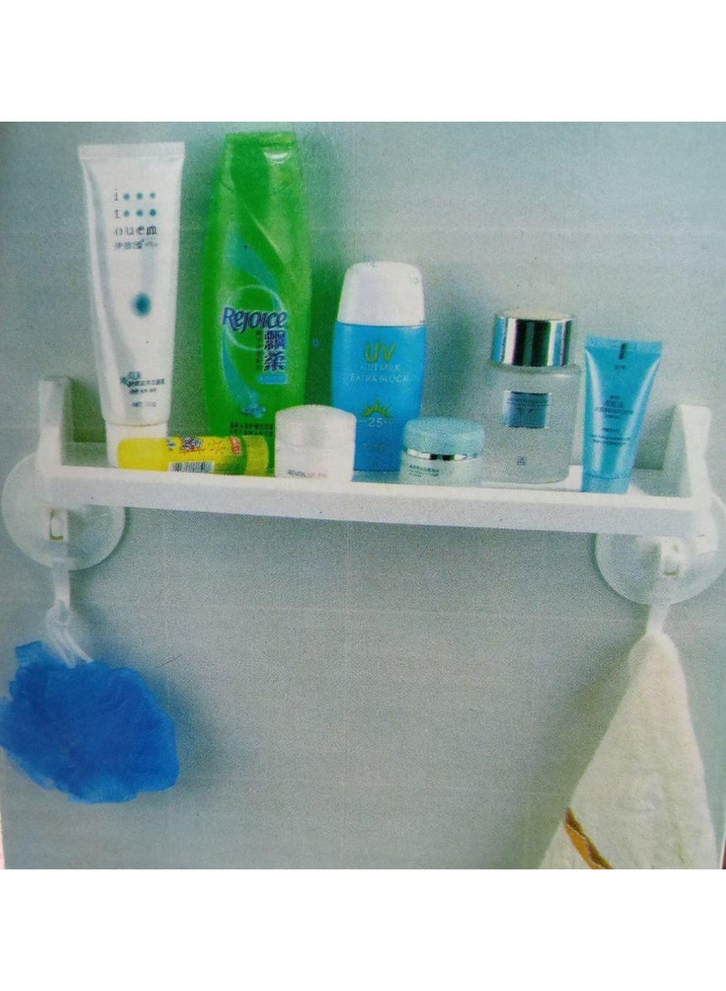 Strong Wall Suction Cup Bathroom Shelf - No-Drill Plastic Shower Caddy Organizer - Waterproof & Removable Storage Rack for Shampoo and Soap. - Image 4