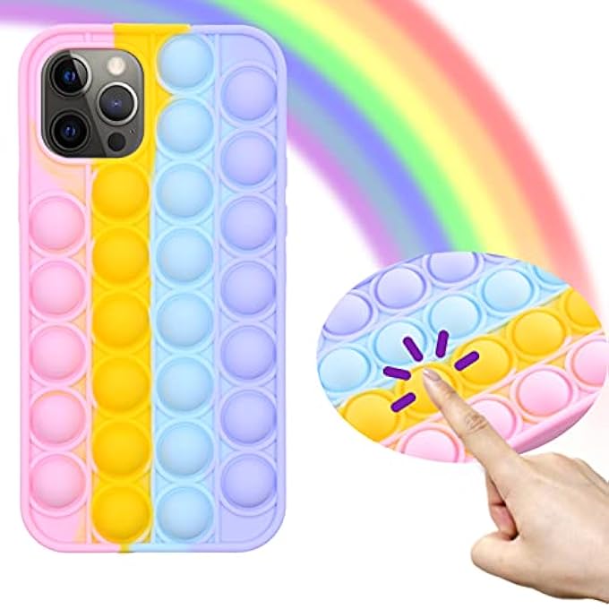 Kare Kind Fidget Push Bubble pop case Comptible with iPhones (iPhone 12 Pro Max - Rainbow Color) - Image 1