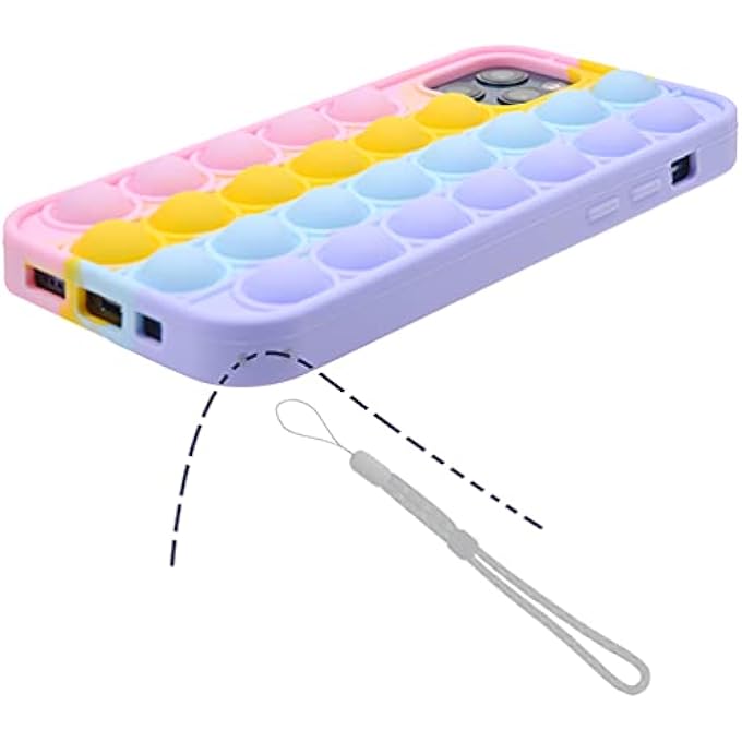 Kare Kind Fidget Push Bubble pop case Comptible with iPhones (iPhone 12 Pro Max - Rainbow Color) - Image 3