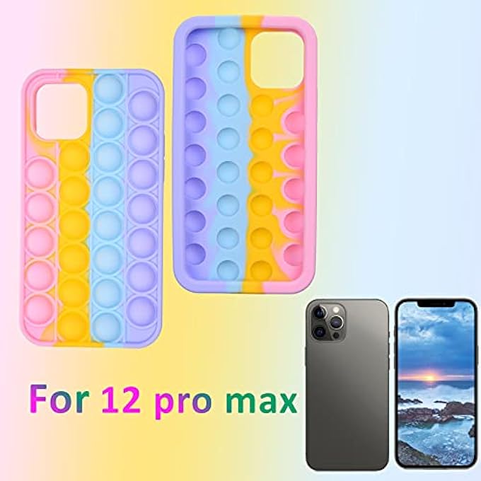 Kare Kind Fidget Push Bubble pop case Comptible with iPhones (iPhone 12 Pro Max - Rainbow Color) - Image 2