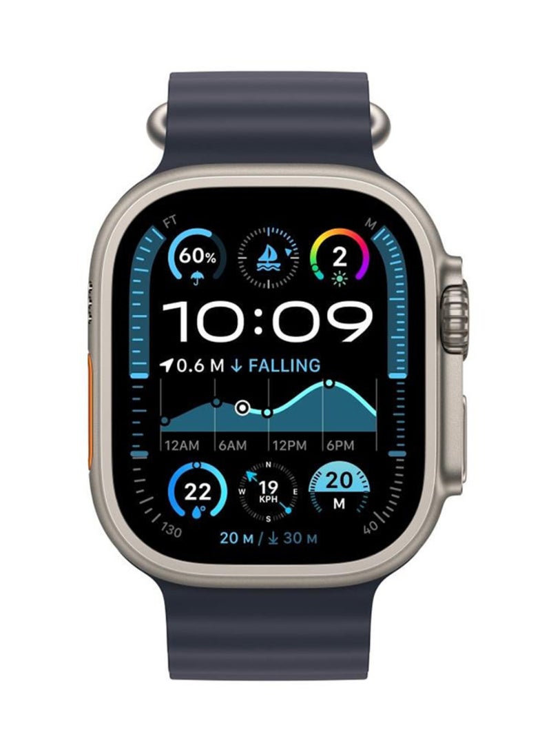 ابل  مجدد - ساعة ألترا GPS + خلوية 49 مم ساعة ذكية مع علبة تيتانيوم طبيعية متينة وحزام بحري أزرق - Image 2