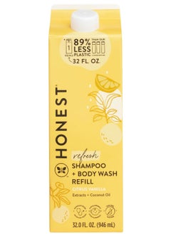 Honest The Honest Company 2-in-1 Cleansing Shampoo + Body Wash Refill Carton | Gentle for Baby | Naturally Derived, Tear-free, Hypoallergenic | Citrus Vanilla Refresh, 32 fl oz  - Image 1