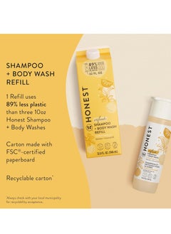 Honest The Honest Company 2-in-1 Cleansing Shampoo + Body Wash Refill Carton | Gentle for Baby | Naturally Derived, Tear-free, Hypoallergenic | Citrus Vanilla Refresh, 32 fl oz  - Image 3