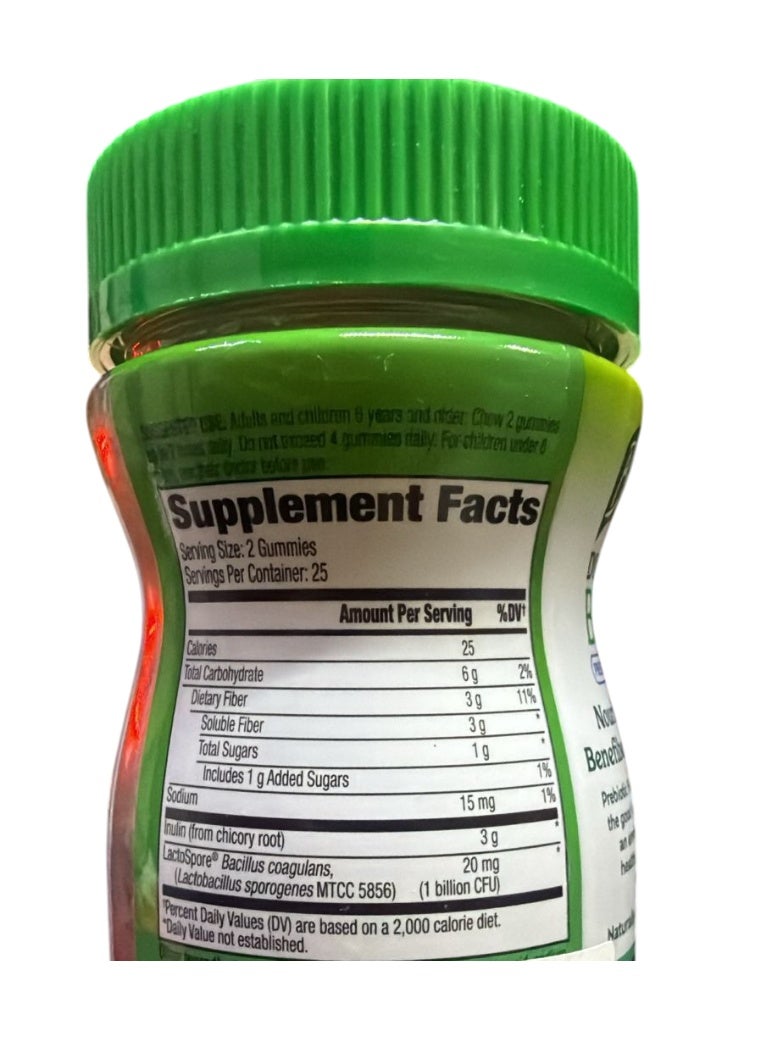 Benefiber Prebiotic Fiber Supplement Gummies for Digestive Health with Probiotics, Fiber Gummies for Adults, Assorted Fruit Flavor - 50 Count - Image 2