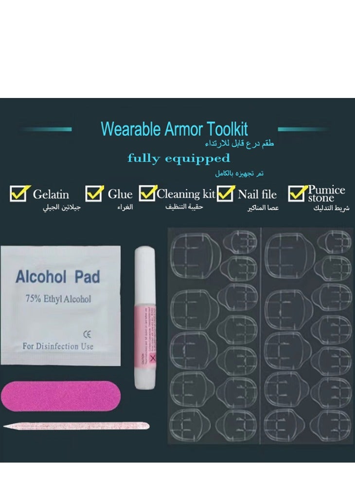 جوسكوين أظافر لاصقة، مجموعة من 24 قطعة لأظافر مصممة بأسلوب بسيط وفرنسي وزهري بتدرج وردي وأزهار، مع بعض الأحجار الصغيرة أو الزينة لأناقة سهلة ومظهر راقٍ، أظافر أكريليك مع مجموعة غراء. - Image 3