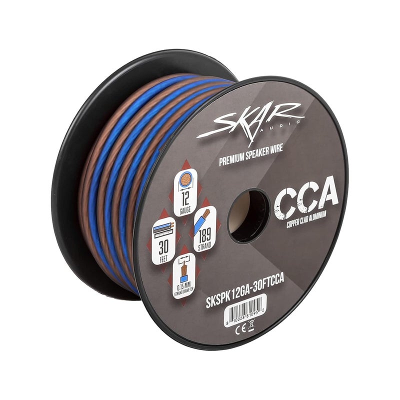 SKAR AUDIO 12 Gauge AWG Audio Speaker Wire - 30 Feet (Blue/Brown) - Image 2