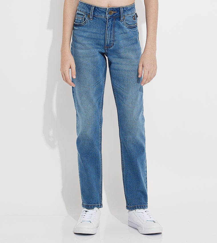 Washed Straight Fit Jeans