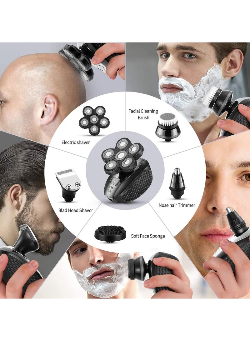 عام “ماكينة حلاقة كهربائية للرجال، مجموعة الحلاقة المتعددة الوظائف، مقاومة للماء، شحن USB قابل لإعادة الشحن، رأس دوار بدون سلك 5 في 1”   网络搜索 - Image 3