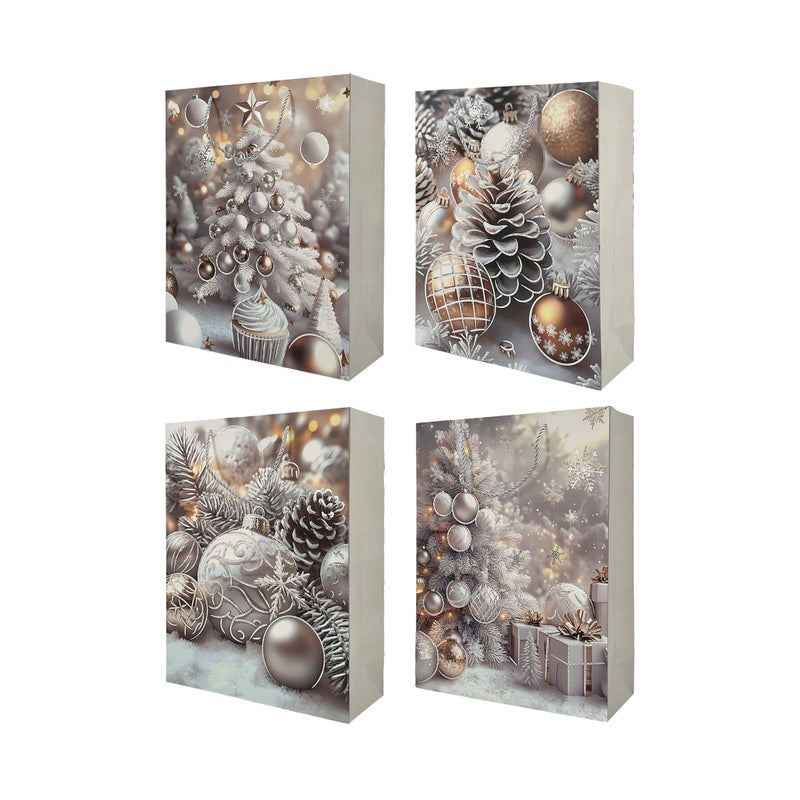 CHRISTMAS MAGIC أكياس هدايا أنيقة مزينة بالثلج مجموعة كبيرة 31x12x40 سم 3 قطع/عبوة - Image 3