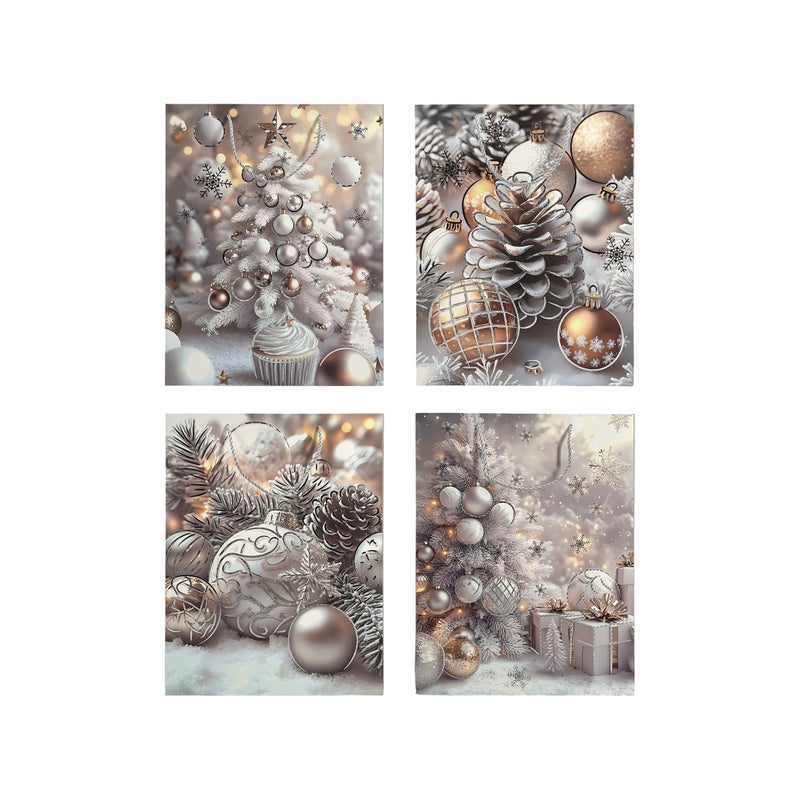 CHRISTMAS MAGIC أكياس هدايا أنيقة مزينة بالثلج مجموعة كبيرة 31x12x40 سم 3 قطع/عبوة - Image 1