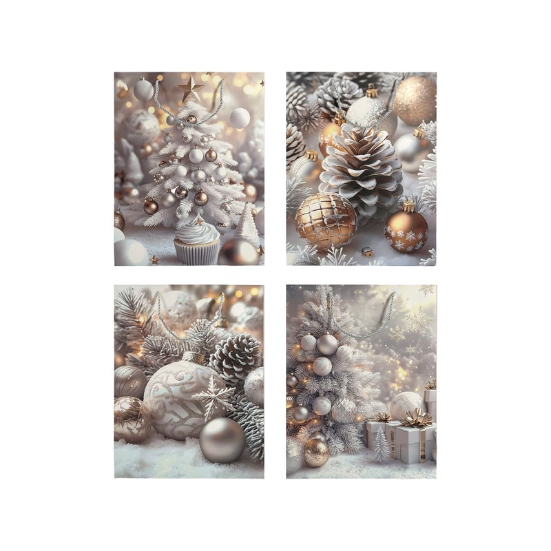 CHRISTMAS MAGIC أكياس هدايا أنيقة مزينة بالثلج مجموعة كبيرة 31x12x40 سم 3 قطع/عبوة - Image 2