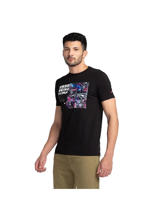 Being Human Mens Black Round Neck Short Sleeve T-Shirt