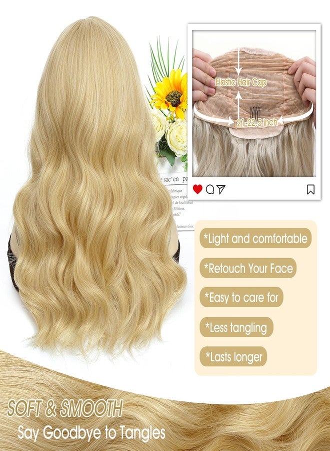MORICA Blonde Wigs for Women 18 Inch Middle Part Medium Length Short Curly Wavy Wigs,Natural Synthetic Hair Womens Wigs for Daily Party/Halloween Use（18inch，Blonde） - Image 4