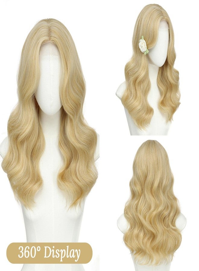 MORICA Blonde Wigs for Women 18 Inch Middle Part Medium Length Short Curly Wavy Wigs,Natural Synthetic Hair Womens Wigs for Daily Party/Halloween Use（18inch，Blonde） - Image 5