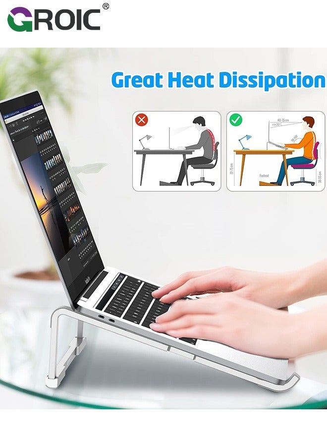 GROIC Laptop Stand for Desk Adjustable Foldable Lightweight Aluminum Holder Riser, Flat Folding Storage/Travel  - Image 3