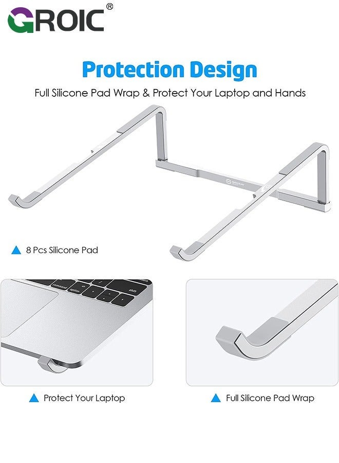 GROIC Laptop Stand for Desk Adjustable Foldable Lightweight Aluminum Holder Riser, Flat Folding Storage/Travel  - Image 2