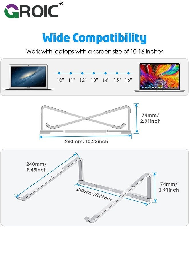 GROIC Laptop Stand for Desk Adjustable Foldable Lightweight Aluminum Holder Riser, Flat Folding Storage/Travel  - Image 4