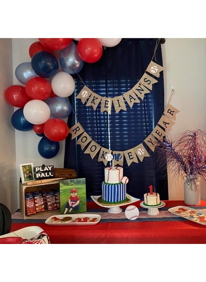 Isndare - Red Blue White Balloons Garland Arch Kit Navy Blue Pearl Light Blue Red White Latex Balloon for Superhero Birthday Baseball Party Supplies Nautical Britain Sporting Events National Day Decoration - Image 1