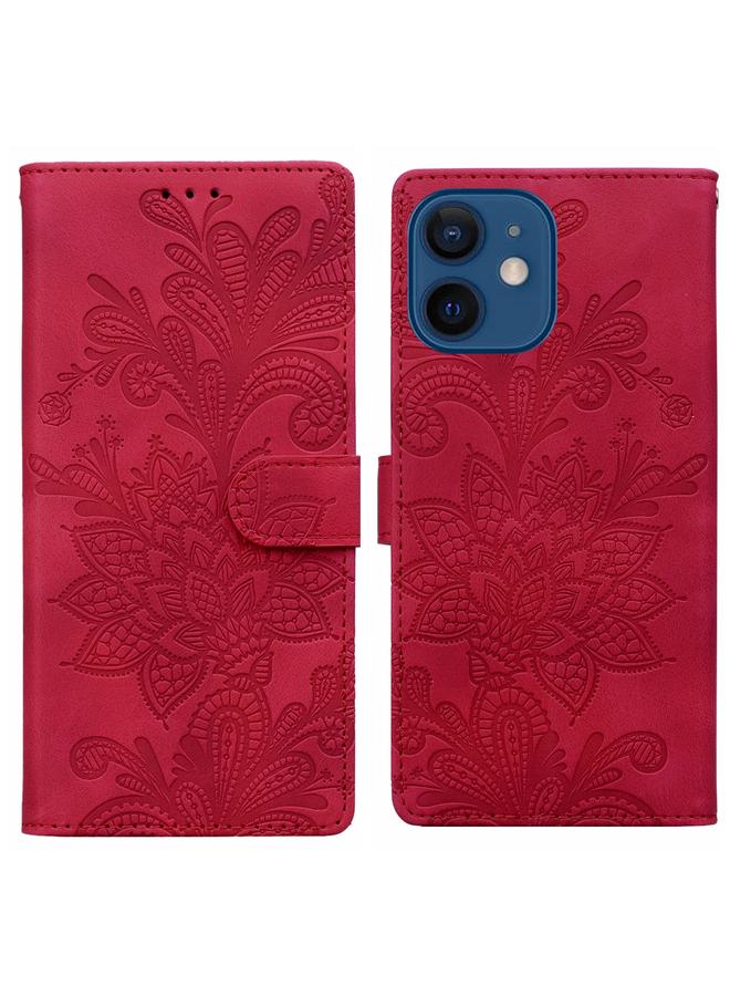 زبون جراب لهاتف iPhone 12 من مادة البولي يوريثان مع مشبك مغناطيسي منقوش بالزهور والدانتيل مع حزام معصم - Image 1