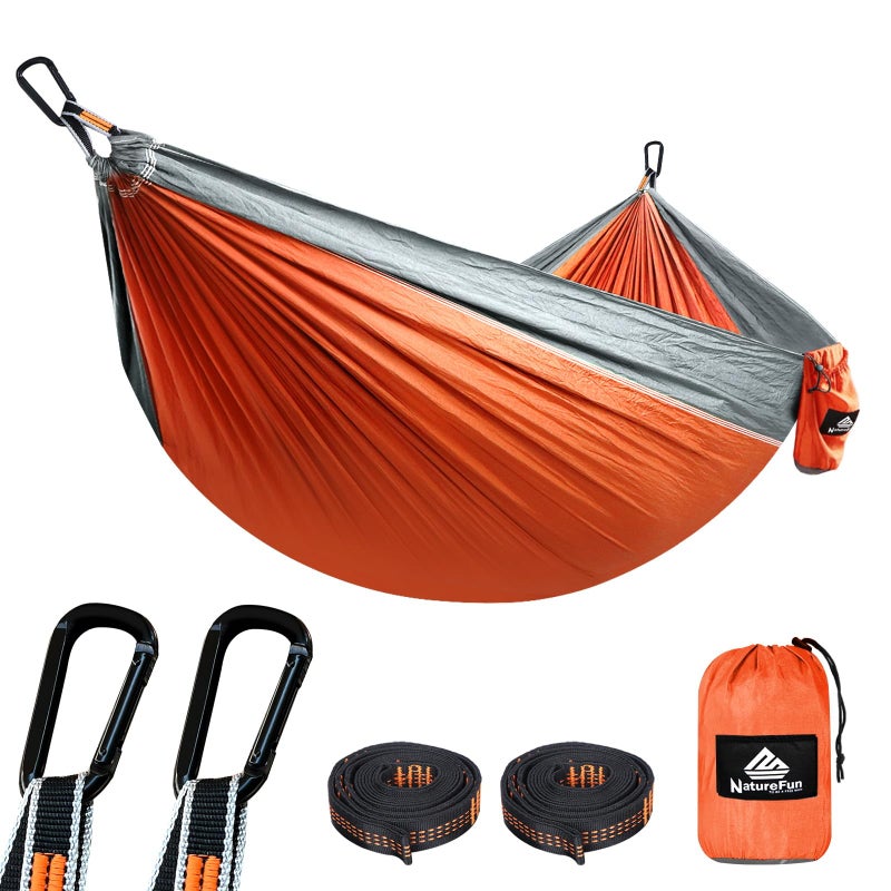 NATUREFUN Ultra-Light Travel Camping Hammock | 300kg Load Capacity,(275 x 140 cm) Breathable,Quick-Drying Parachute Nylon | 2 x Premium Carabiners,2 x Nylon Slings Included | Outdoor Indoor Garden - Image 1