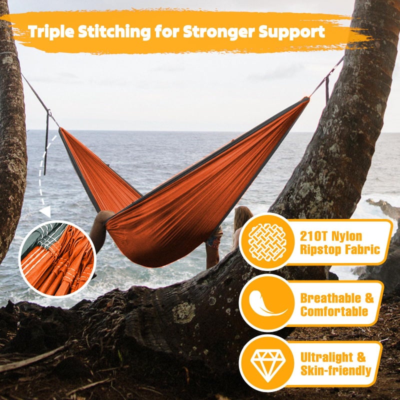 NATUREFUN Ultra-Light Travel Camping Hammock | 300kg Load Capacity,(275 x 140 cm) Breathable,Quick-Drying Parachute Nylon | 2 x Premium Carabiners,2 x Nylon Slings Included | Outdoor Indoor Garden - Image 4