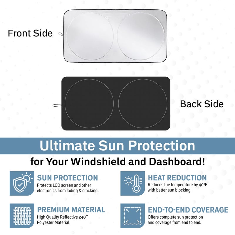 Autovir Foldable Car Windshield Sun Shade â€“ 280T Thickened Reflective UV & Heat Shield with Storage Bag, Keeps Interior Cool, Universal Fit for Sedans, SUVs & Trucks â€“ Medium (64" x 32") - Image 5