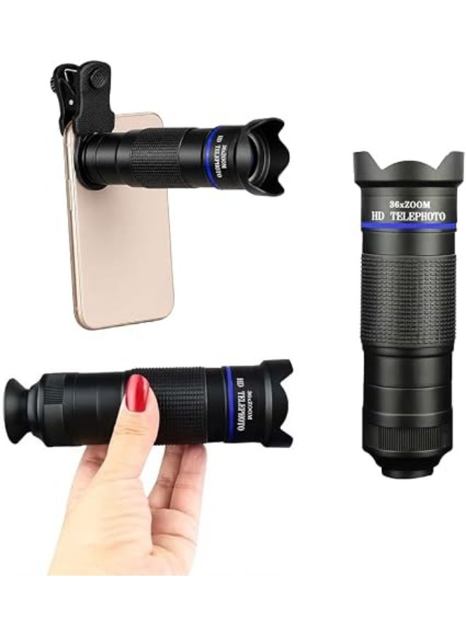 amazing.EGP AmazingEGP | 36X Optical Telephoto Lens with Universal Smartphone Clip Fully Multi-Coated Optics, Handheld Monocular Use, Bird Watching & Travel, Fits 66–95mm Phones, Aluminium Alloy Body - Image 1