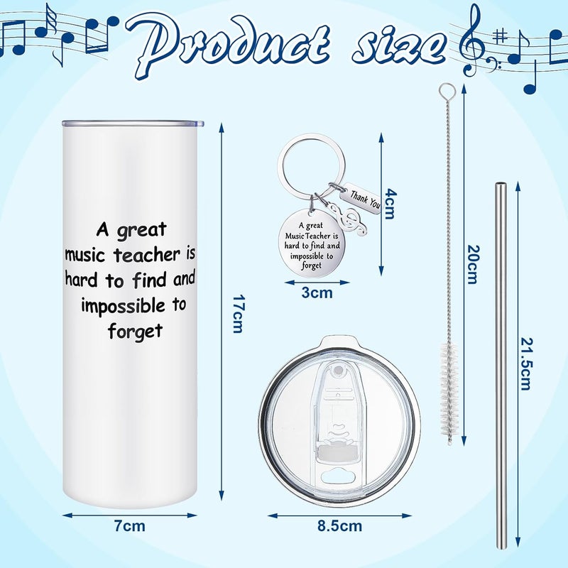 Rtteri Rtteri Music Teacher Appreciation Gifts for Women Men 20 oz Tumbler with Lid Straw and Keychain for Women Men Piano Guitar Violin Music Teacher Appreciation Week Graduation Gifts  - Image 2
