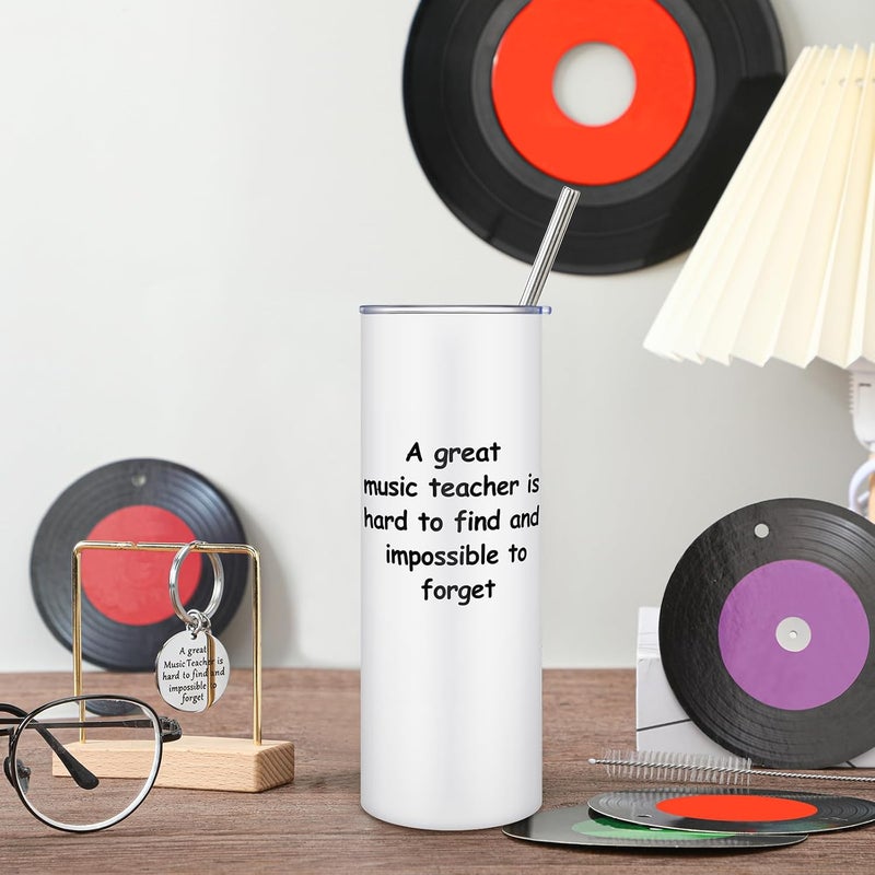 Rtteri Rtteri Music Teacher Appreciation Gifts for Women Men 20 oz Tumbler with Lid Straw and Keychain for Women Men Piano Guitar Violin Music Teacher Appreciation Week Graduation Gifts  - Image 4