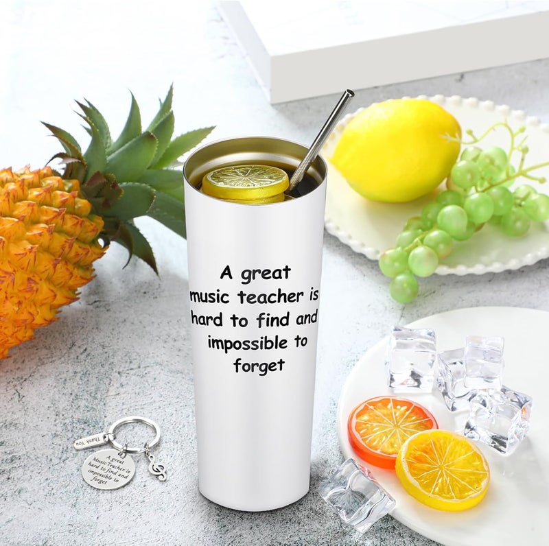 Rtteri Rtteri Music Teacher Appreciation Gifts for Women Men 20 oz Tumbler with Lid Straw and Keychain for Women Men Piano Guitar Violin Music Teacher Appreciation Week Graduation Gifts  - Image 5