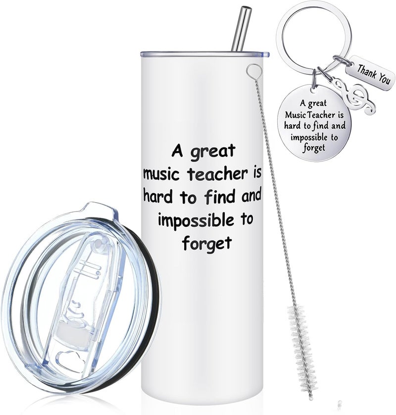 Rtteri Rtteri Music Teacher Appreciation Gifts for Women Men 20 oz Tumbler with Lid Straw and Keychain for Women Men Piano Guitar Violin Music Teacher Appreciation Week Graduation Gifts  - Image 1