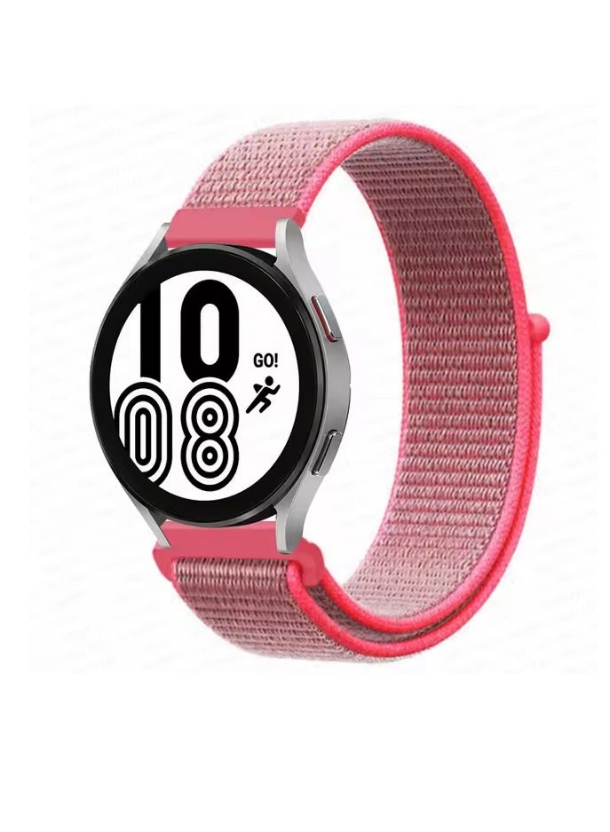 سوار رياضي مريح من النايلون المنسوج من القماش لساعات سامسونج جالاكسي 46 مم/جير إس 3 فرونتير/هواوي جي تي 2/ماجيك هونر 2/فوسيل/22 مم (وردي فاقع)