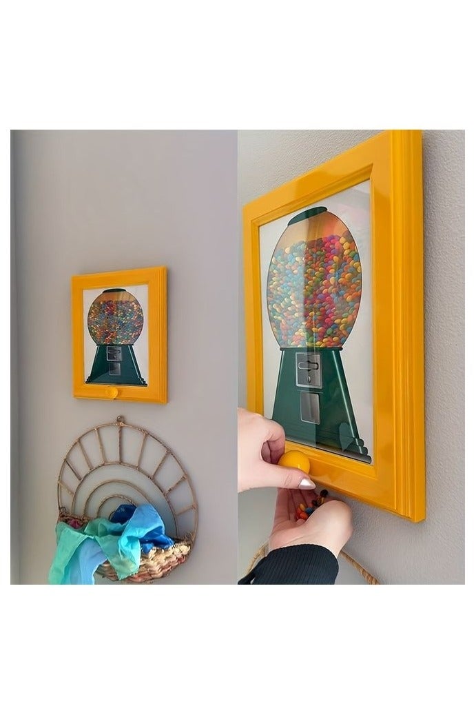 هومستر إطار صور مربعة مصمم لتركيبه على الحائط، يحتوي على موزع حلوى، مثالي لعرض الصور مع السماح بالوصول السهل إلى الحلوى والجوز - Image 2