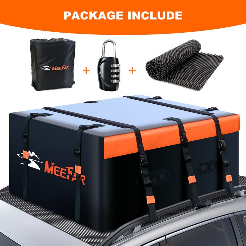 MeeFar Rooftop Cargo Carrier Car Roof Bag 21 Cubic Feet 100% Waterproof Car Top Carrier, Fits All Vehicle with/Without Rack,Include Anti-Slip Mat,10 Reinforced Straps,6 Door Hooks,Luggage Lock - Image 2