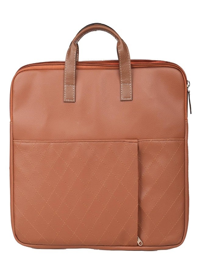 Portronics Encase 104 Laptop Sleeve for 15.6 Inch Laptops, PU Leather Office Bag with Trolley Strap, Smart Inner Pocket, Comes with Handle & Accessory Pockets, Office Laptop Bag/Case/Cover (Brown) - Image 1