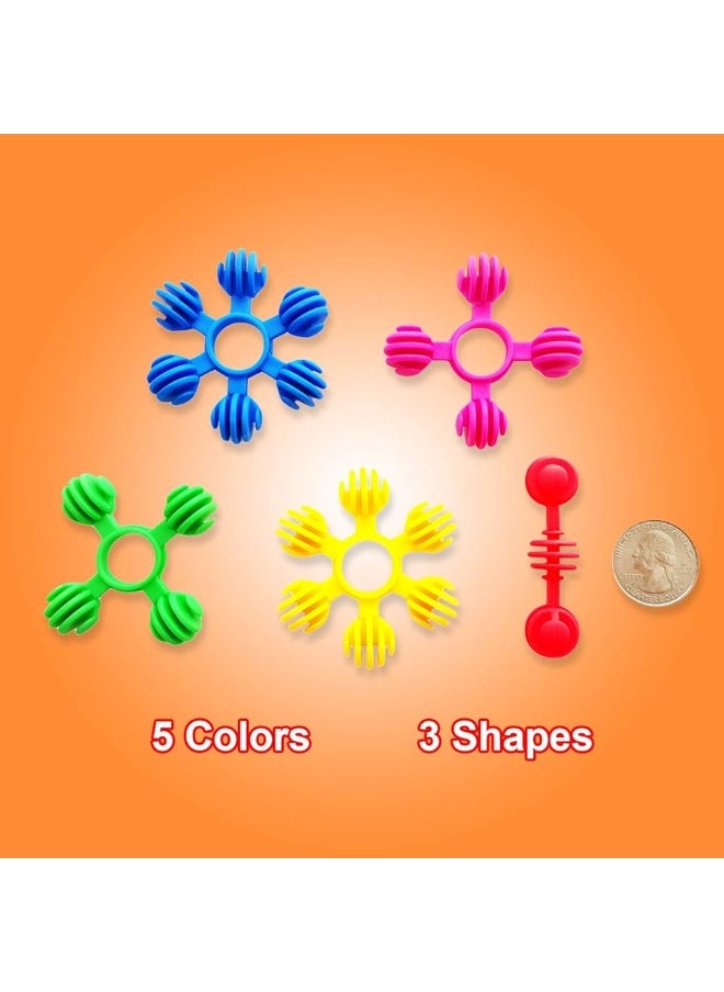 Skoolzy Rainbow Star Flex Building Toys 90 Piece Jumbo Set STEM Building Blocks for Kids Ages 48 Tinker Toys for Classroom Bins