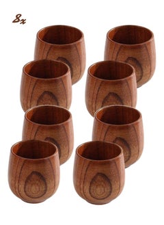 co arma Set of 8 handmade natural fir wood tea cups  - Image 1