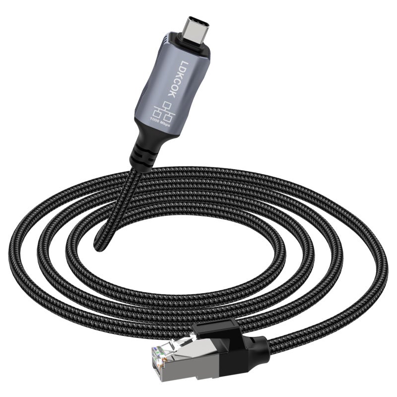 LDKCOK USB C to Ethernet Cable, Type C to RJ45 LAN Cord, for MacBook Pro/Air, iPad Pro, iPhone 15 Series, Galaxy, Smartphone, Laptop, PC (6 Feet) - Image 1