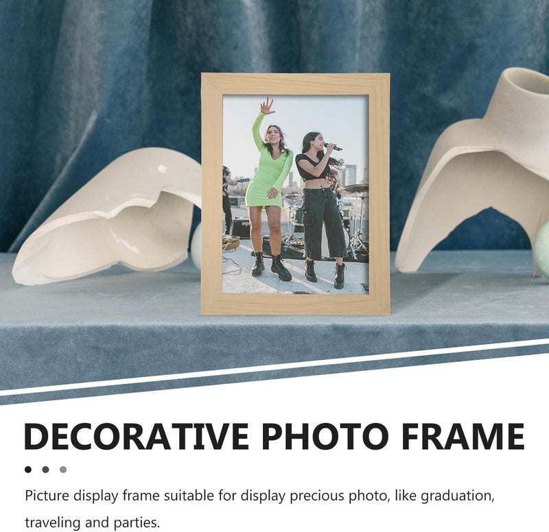 Healeved Wood Photo Frame 8-inch Tabletop and Wall Hanging Picture Display Frame Natural Wood Color for Home Décor - Image 3