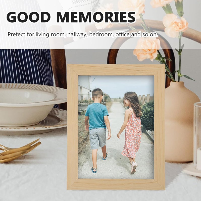 Healeved Wood Photo Frame 8-inch Tabletop and Wall Hanging Picture Display Frame Natural Wood Color for Home Décor - Image 5