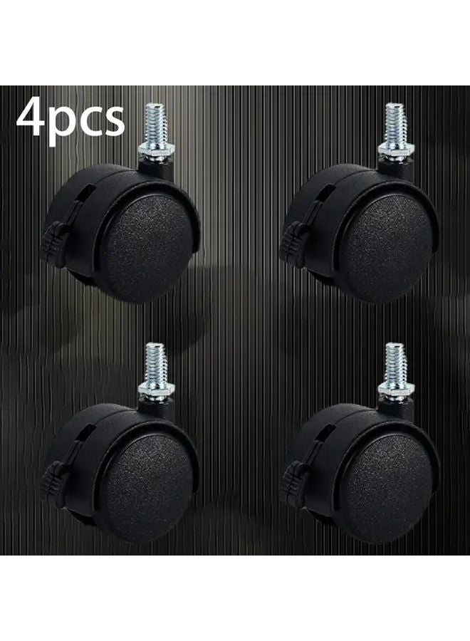 4Pcs Heavy Duty Rolling Caster Wheels With Locking Mechanism Silk Tooth Brakes Plastic Mobile Casters - Image 4